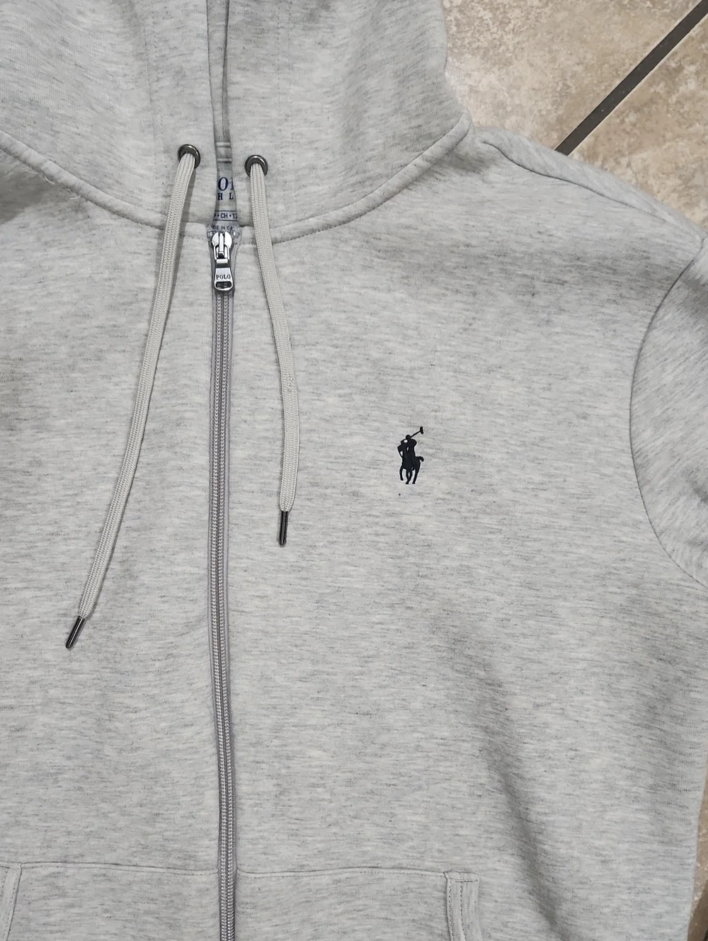 Polo by Ralph Lauren Heather Gray Zip-Up Hoodie with Navy Logo
